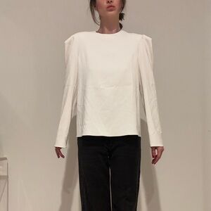 Tibi Chalky Drape Square Sleeve Long Sleeve Top